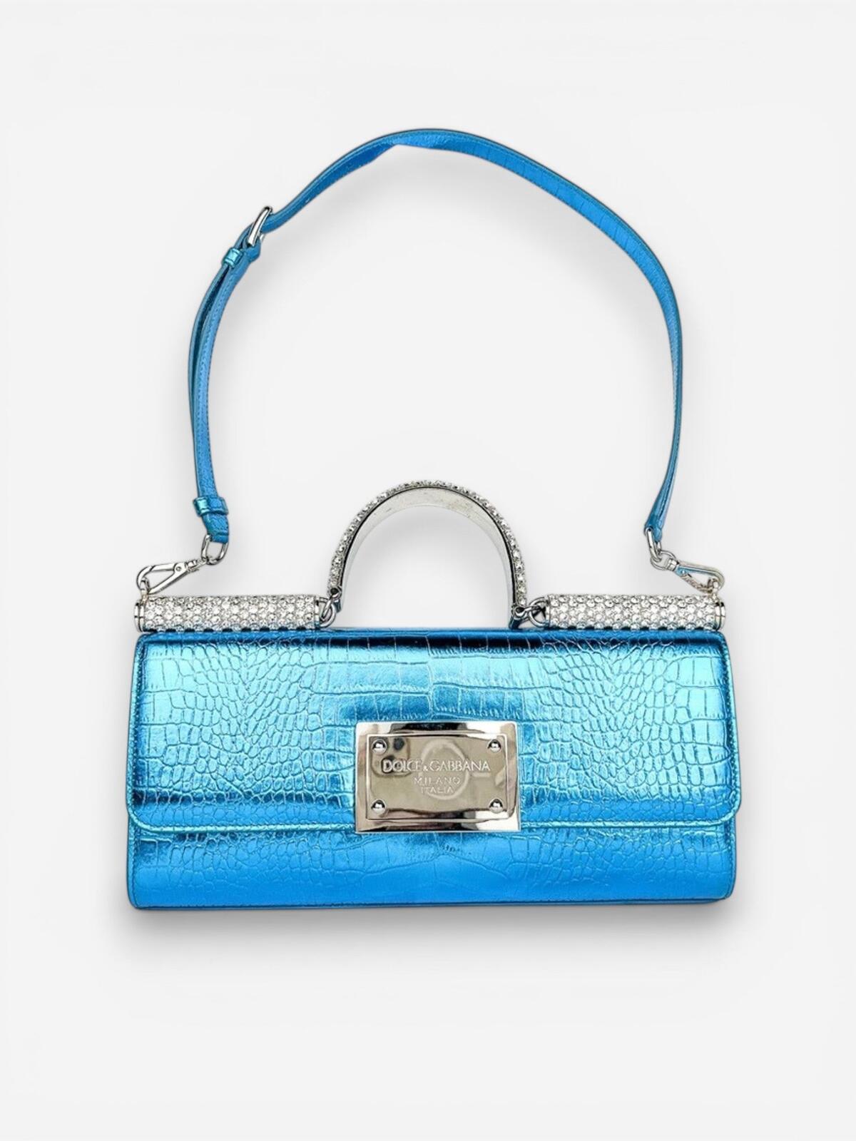 Dolce & Gabbana Dolce & Gabbana Sicily Rare Limited Edition Metallic Croc Light Blue | NWT - Vestir