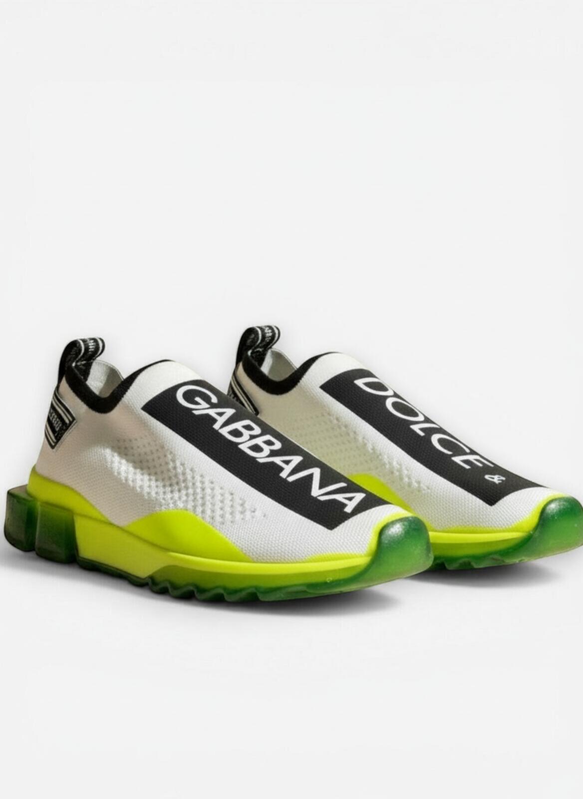 Dolce & Gabbana Dolce & Gabbana Sorrento Logo Slip-On Sneaker White Neon Green EU 41 NWT - Vestir