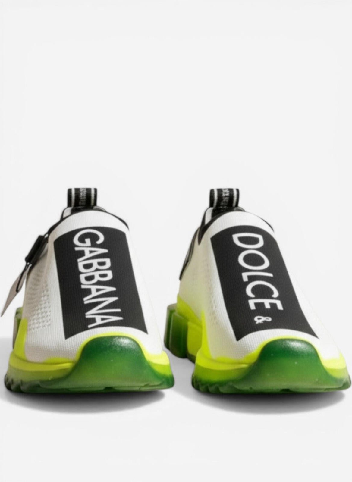 Dolce & Gabbana Dolce & Gabbana Sorrento Logo Slip-On Sneaker White Neon Green EU 41 NWT - Vestir