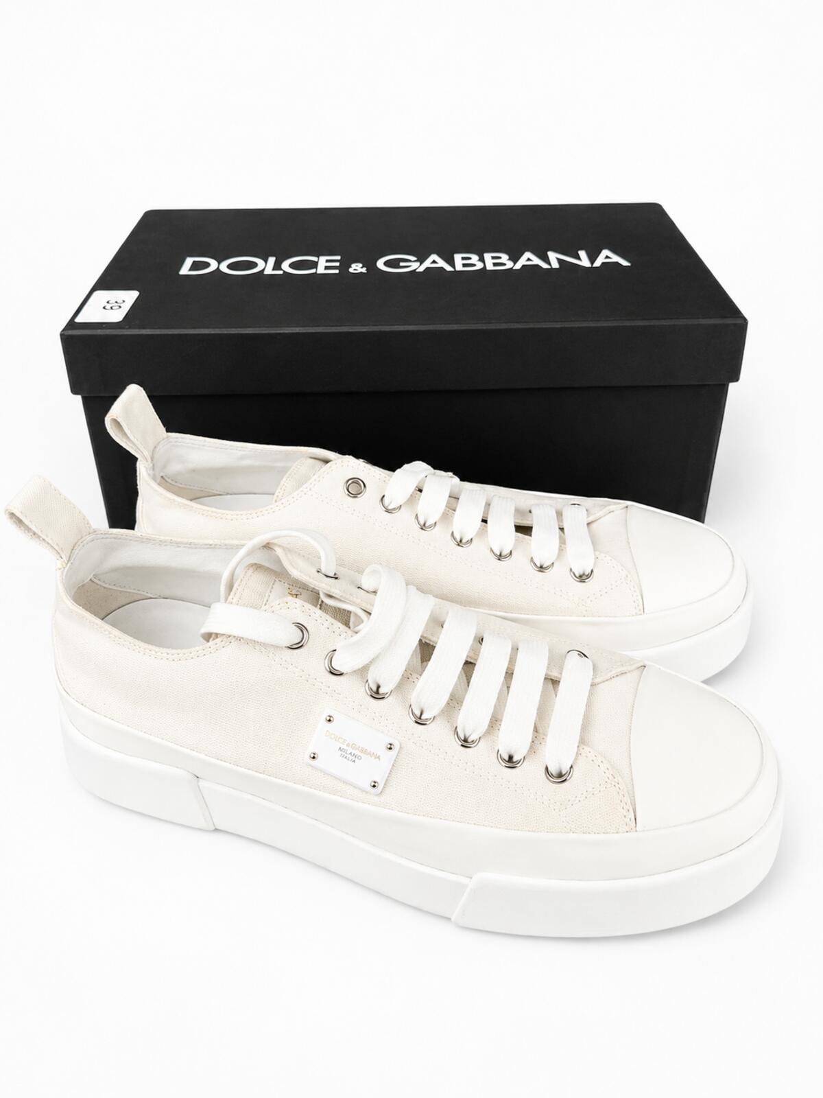 Dolce & Gabbana Dolce & Gabbana White Canvas Platform Low-Top Sneaker EU 40 US 9 | NIB - Vestir