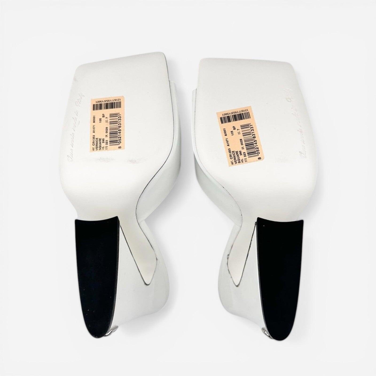 Dolce & Gabbana Dolce & Gabbana White Patent Calfskin Square-Toe Mule Heels EU 39 US 9 | NIB - Vestir
