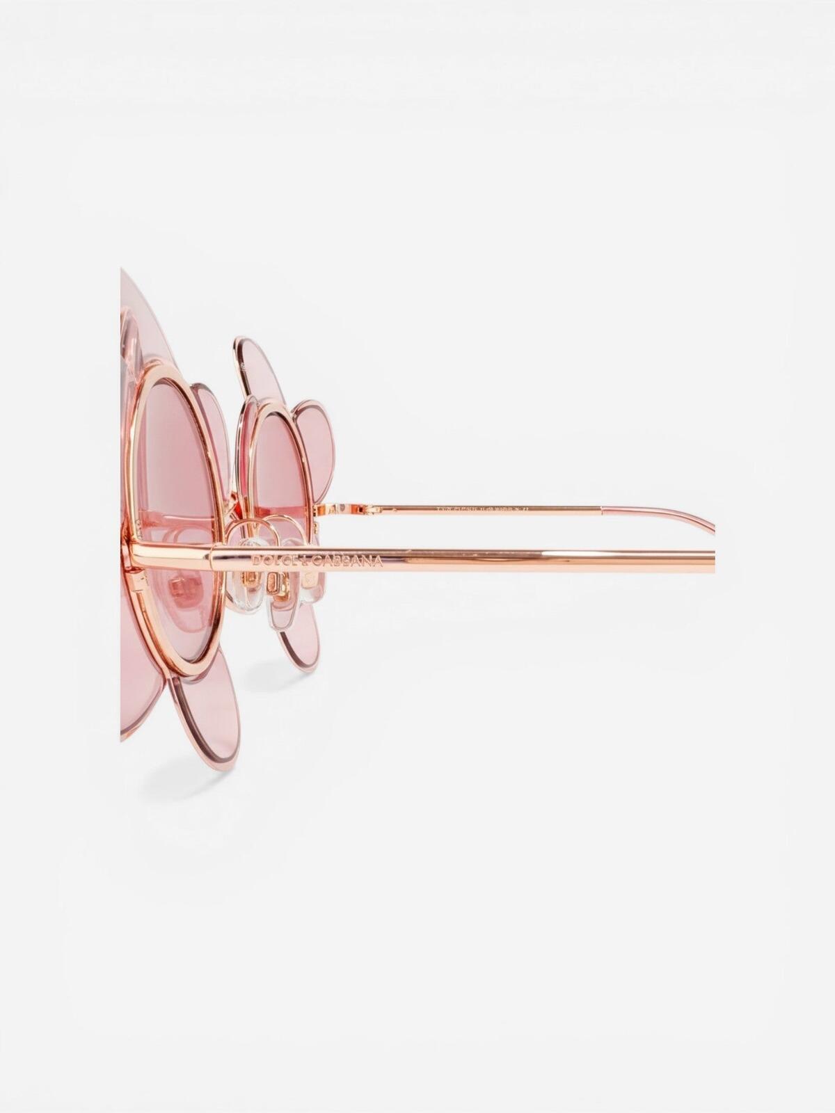 Dolce & Gabbana Flower Sunglasses Pink Rose Gold Sculptural Frame | NWT