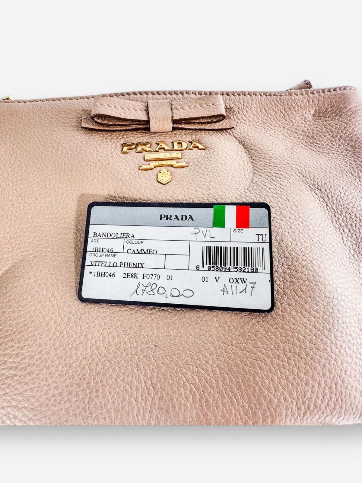 Prada Vitello Phenix 1BH046 Double Zip Crossbody Cammeo Beige | NWT