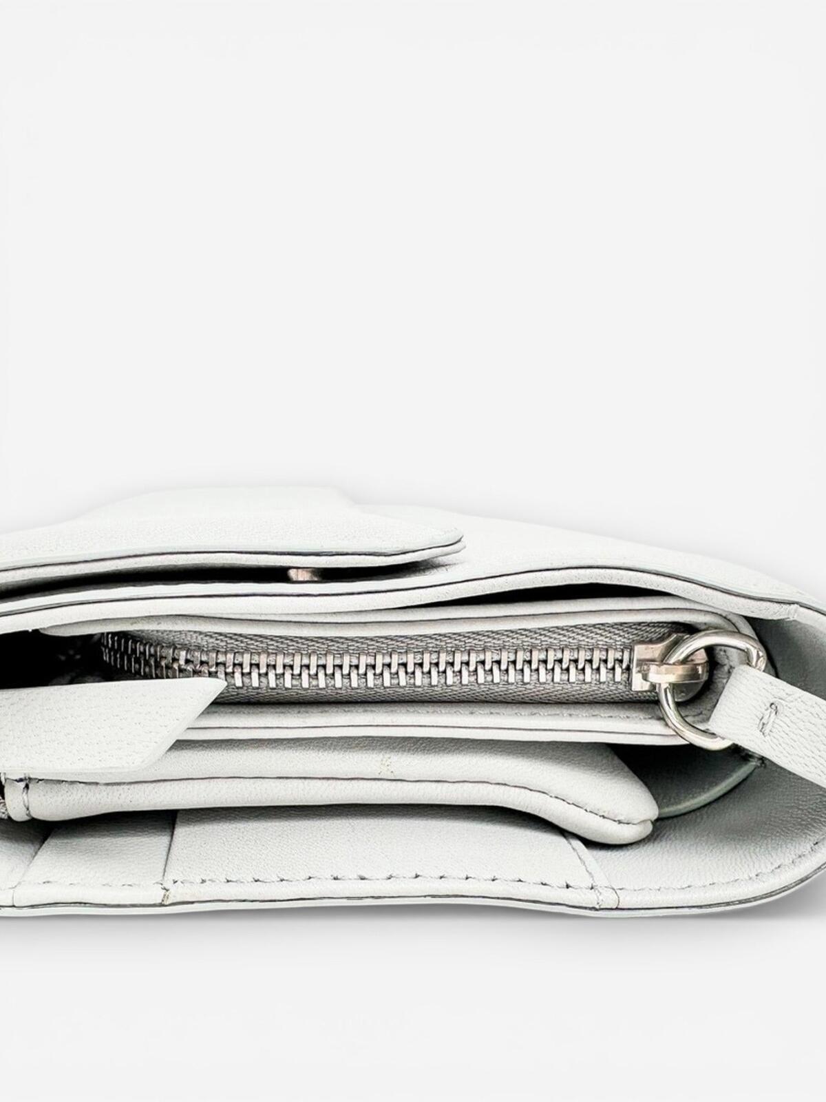 Giorgio Armani Gray Leather Convertible Wallet Crossbody Clutch Strap | New
