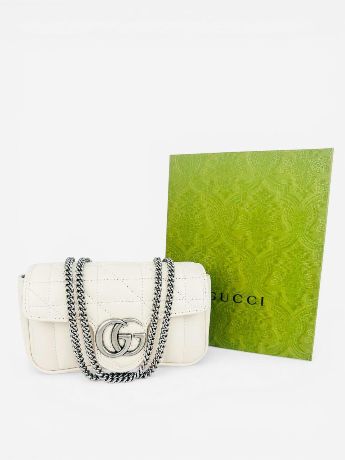 Gucci Gucci Aria Super Mini GG Marmont Bag — Mystic White Calfskin | NIB - Vestir