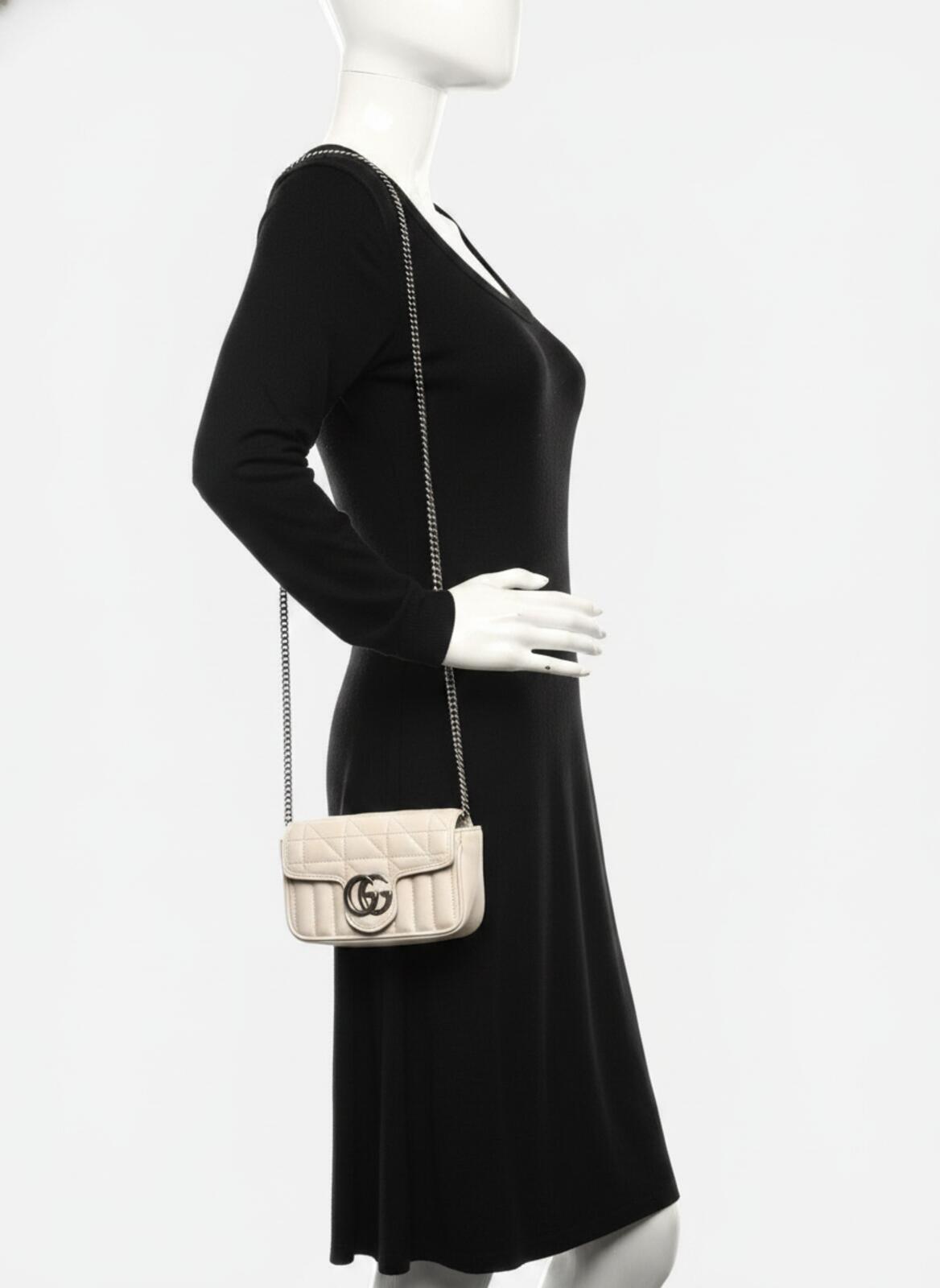 Gucci Gucci Aria Super Mini GG Marmont Bag — Mystic White Calfskin | NIB - Vestir