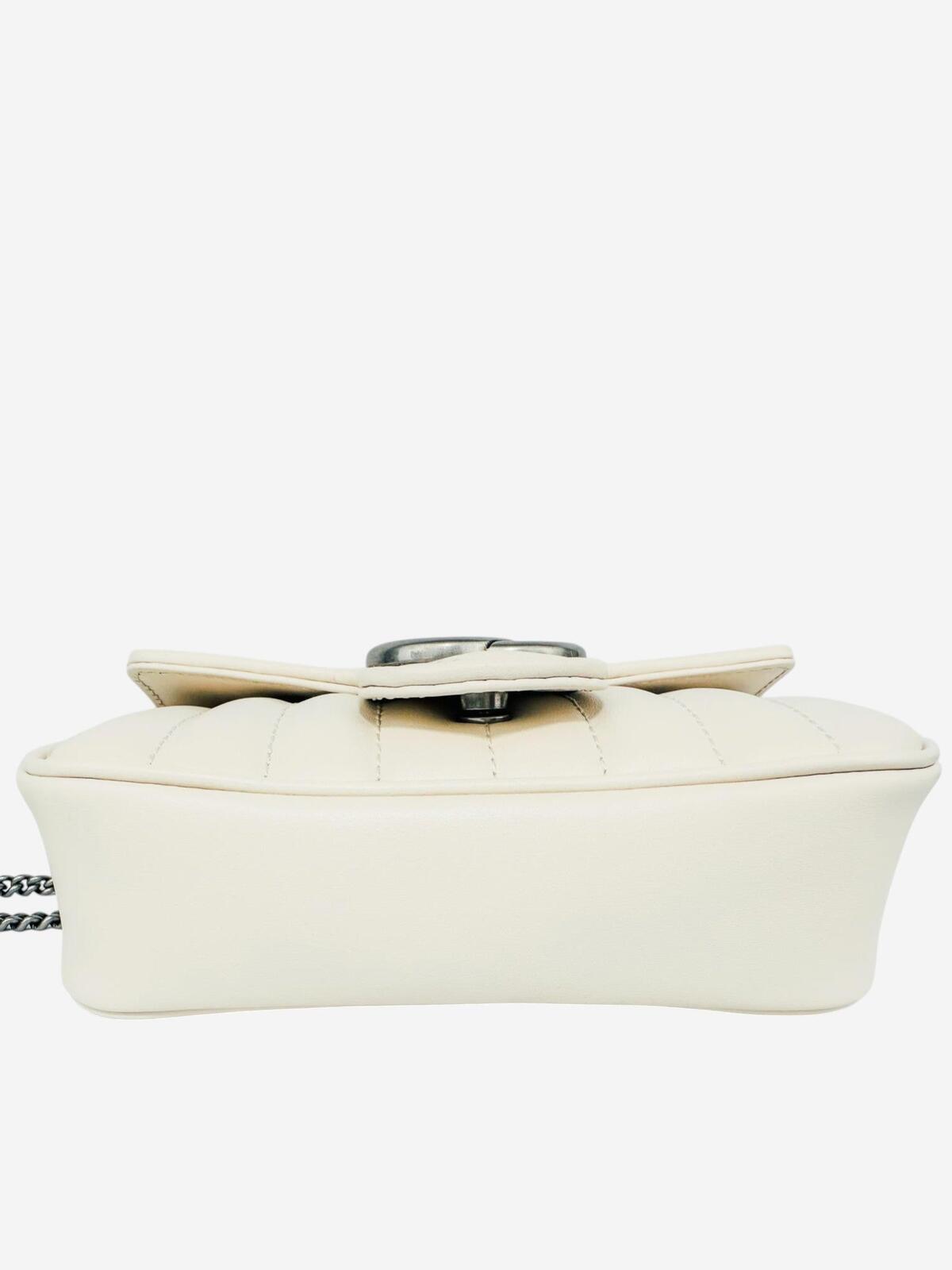 Gucci Gucci Aria Super Mini GG Marmont Bag — Mystic White Calfskin | NIB - Vestir