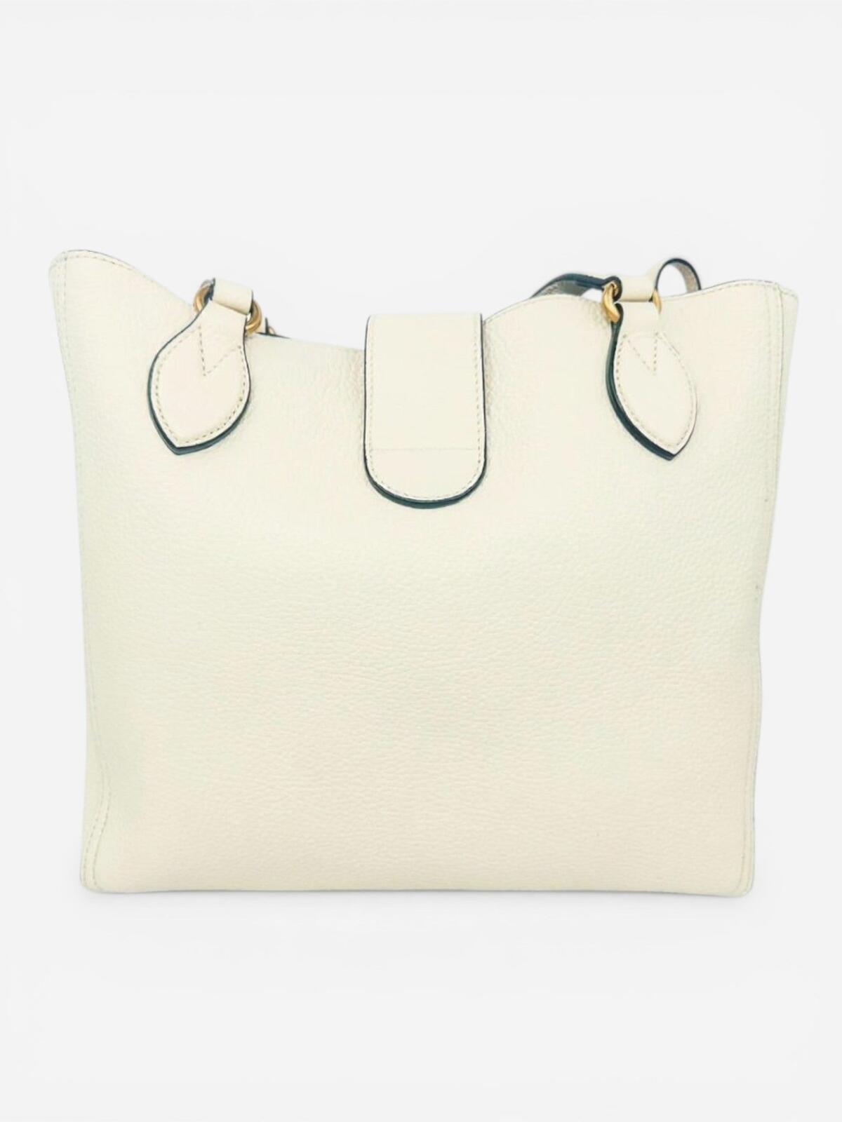 Gucci Gucci Dahlia Small Tote Mystic White Grained Calfskin Double G | New - Vestir