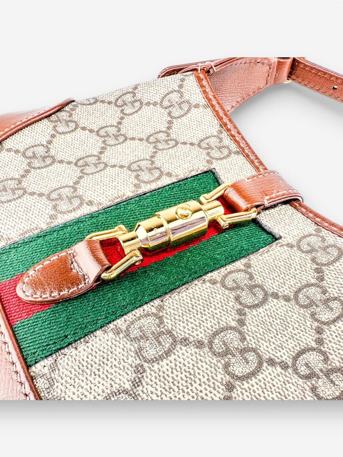 Gucci Jackie 1961 Mini GG Supreme Canvas Brown Web Stripe Bag – view 6