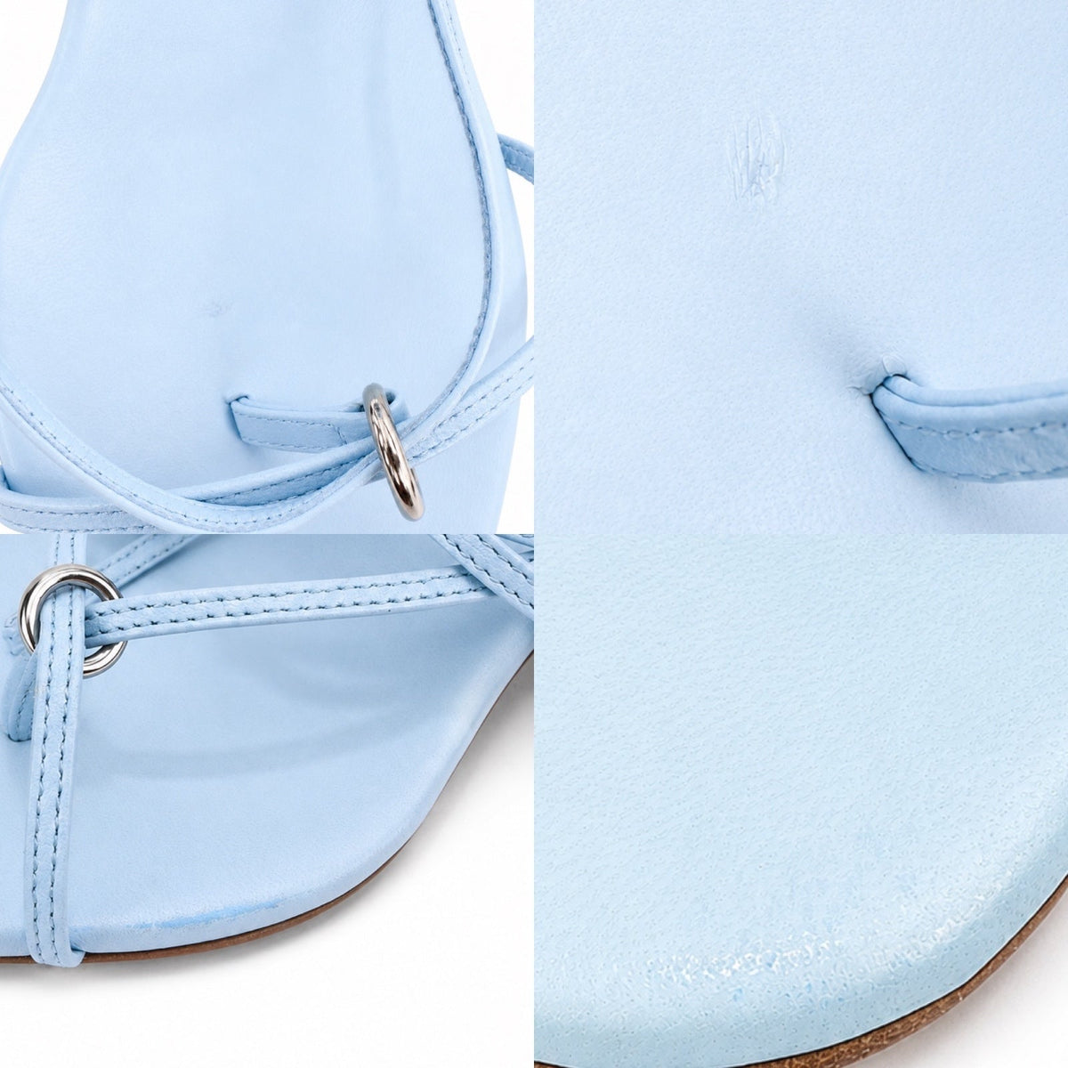KHAITE Marion Leather Strappy Sandals Baby Blue EU 36.5 US 6.5 – view 11