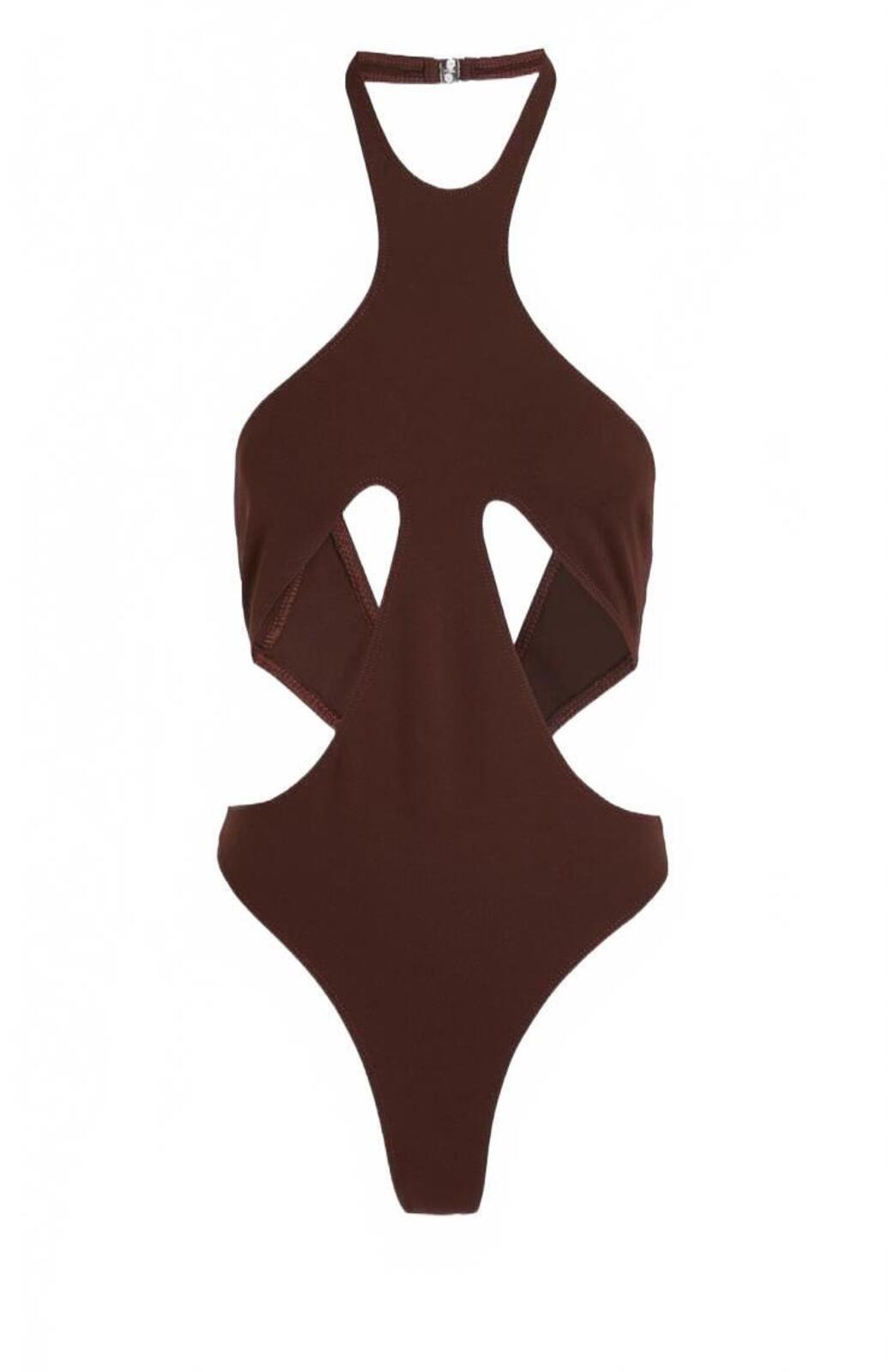 Mugler Mugler Chocolat Brown Cutout Thong One-Piece Swimsuit FR40 US8 M | NWT - Vestir