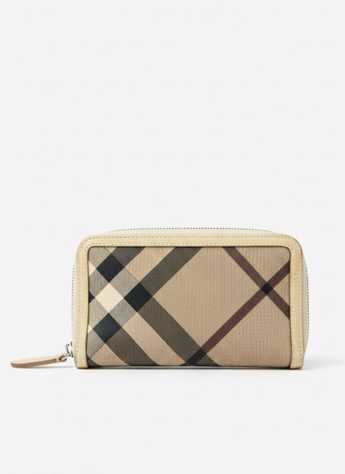 Burberry Nova Check Zip-Around Wallet Beige Coated Canvas | Pre-Loved