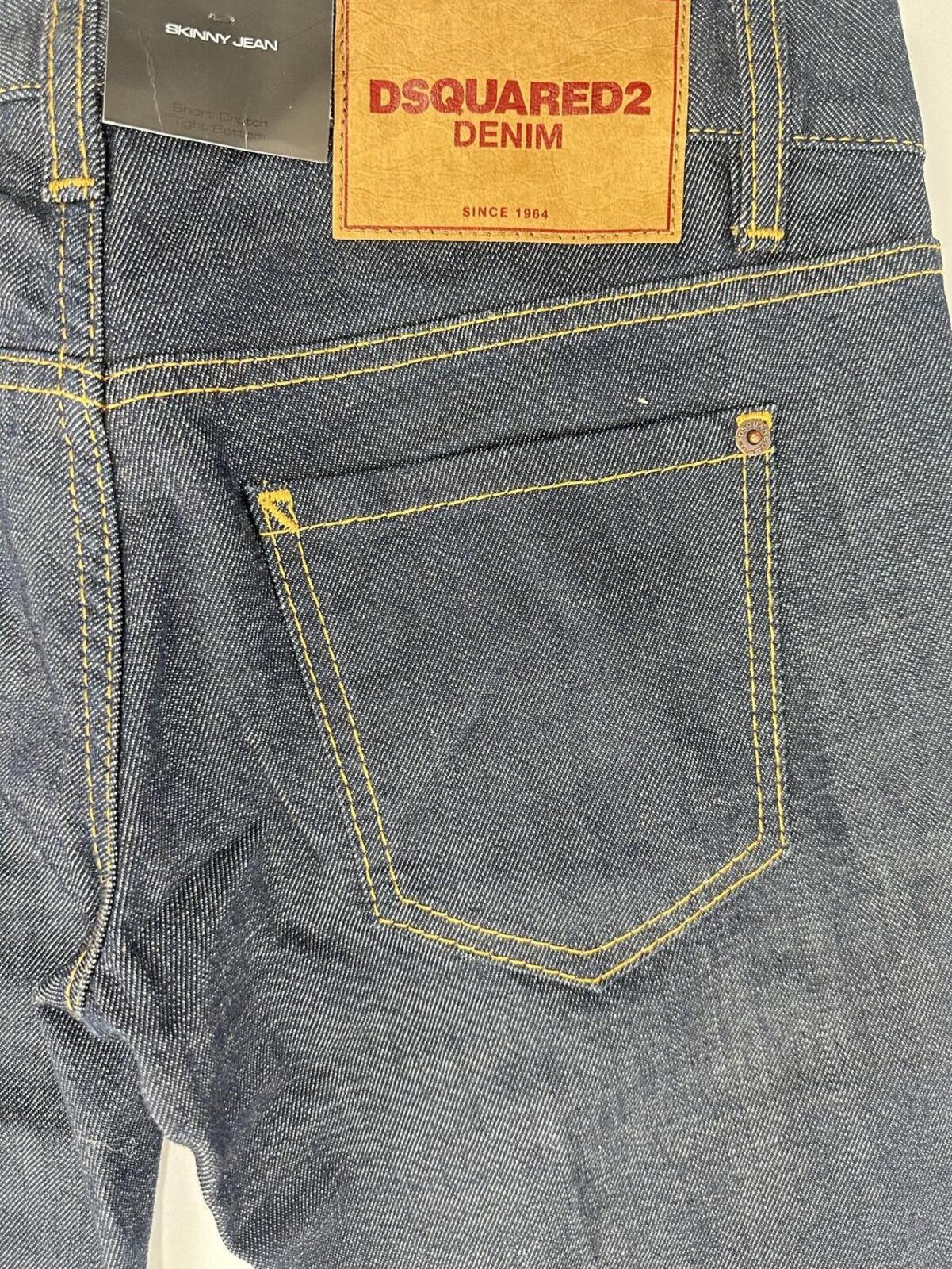 Dsquared2 Skinny Jean Dark Indigo Ankle Zip Short Crotch IT 40 US 4 | NWT