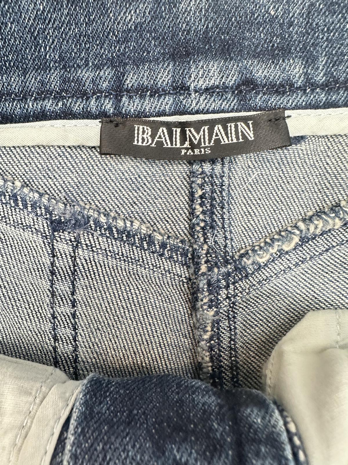 Balmain Paris Biker Skinny Jean Blue Denim Ankle Zip Moto IT 38 US 6 | NWT