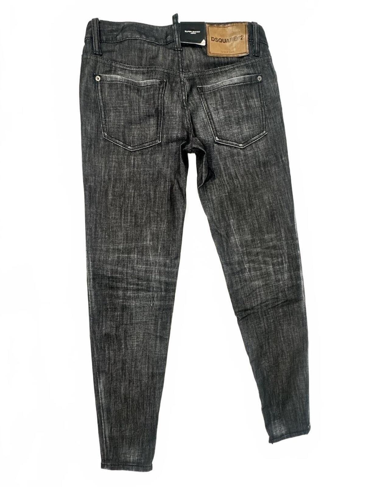 Dsquared2 Super Skinny Jean Grey Washed Ankle Zip Women IT 38 US 2 | NWT