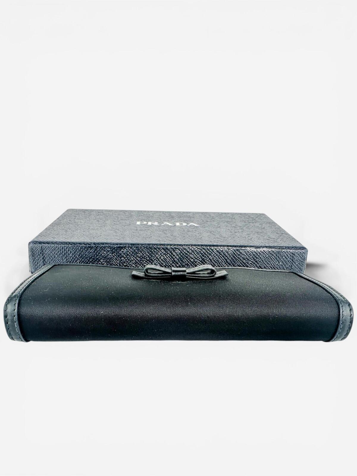 Prada Pattina Bow Wallet Black Tessuto Nylon & Leather – view 3