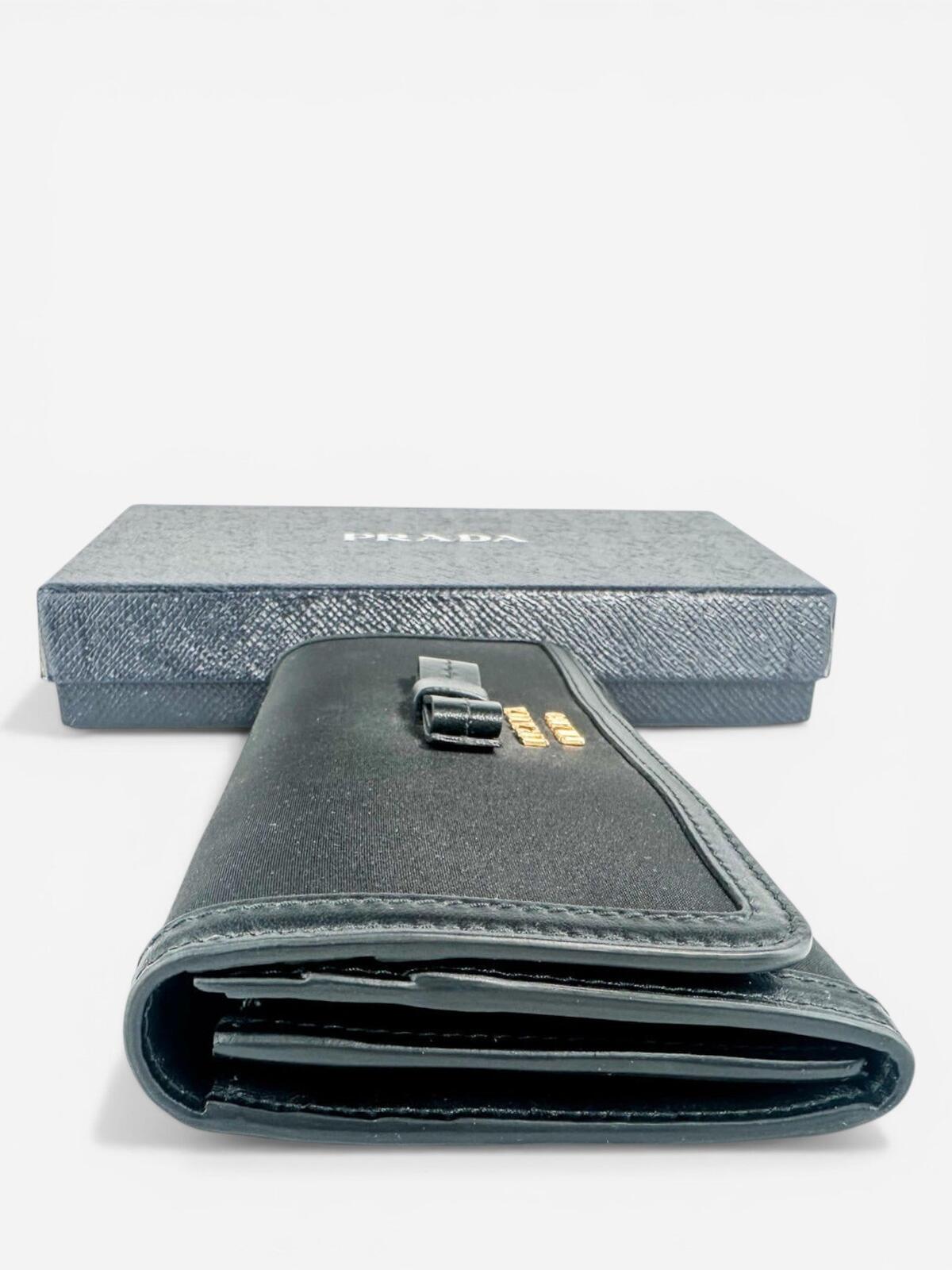 Prada Pattina Bow Wallet Black Tessuto Nylon & Leather – view 5