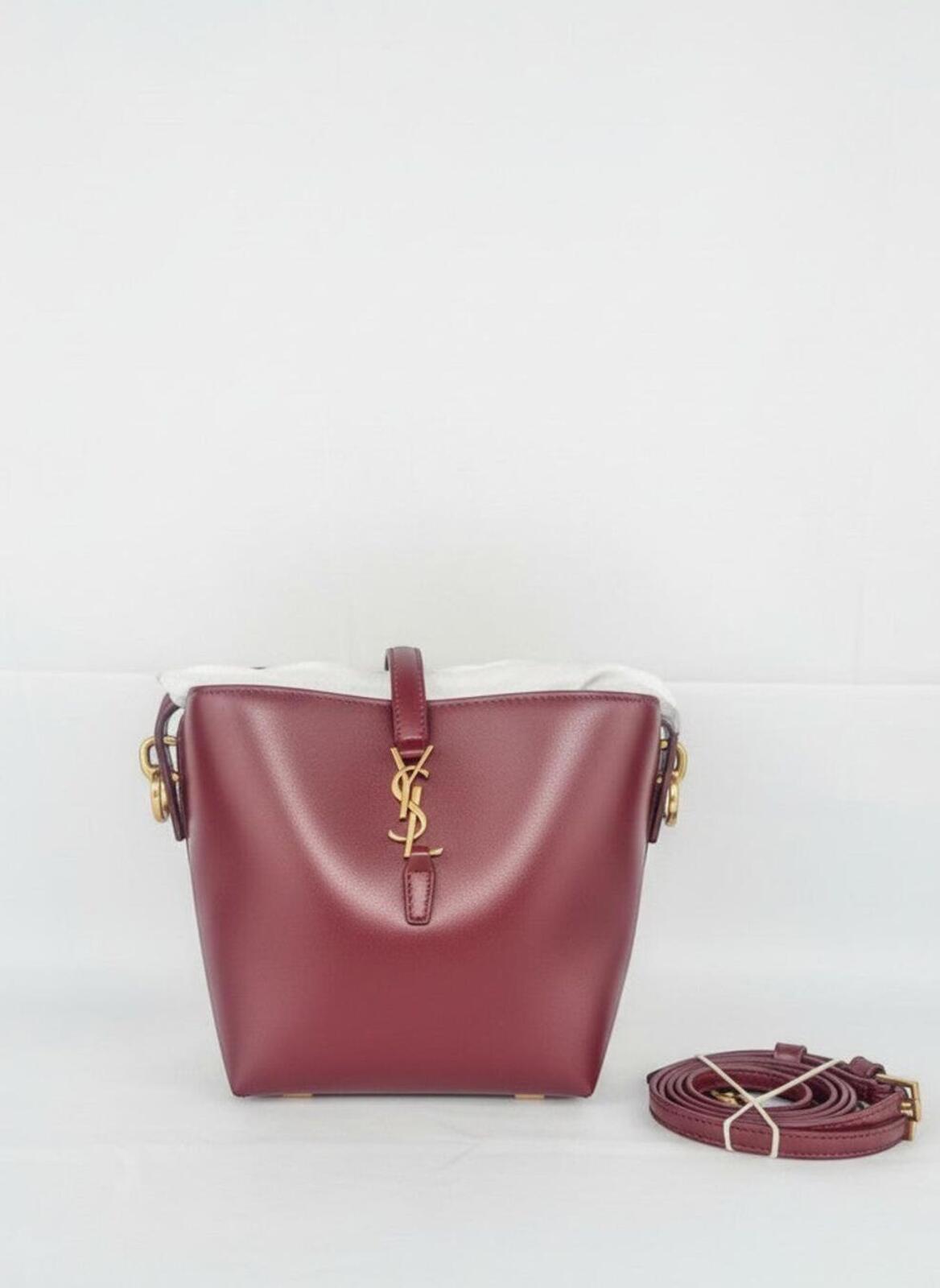 Yves Saint Laurent Saint Laurent Le 37 Mini Bordeaux Calfskin Bucket Bag YSL Cassandre | New - Vestir
