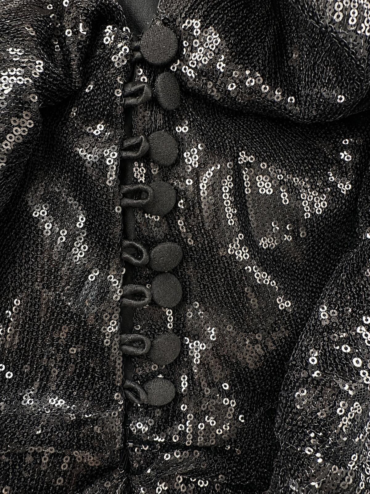 The Attico The Attico Black Sequin Off-Shoulder Ruched Mini Dress IT 40 US 4 S | NWT - Vestir