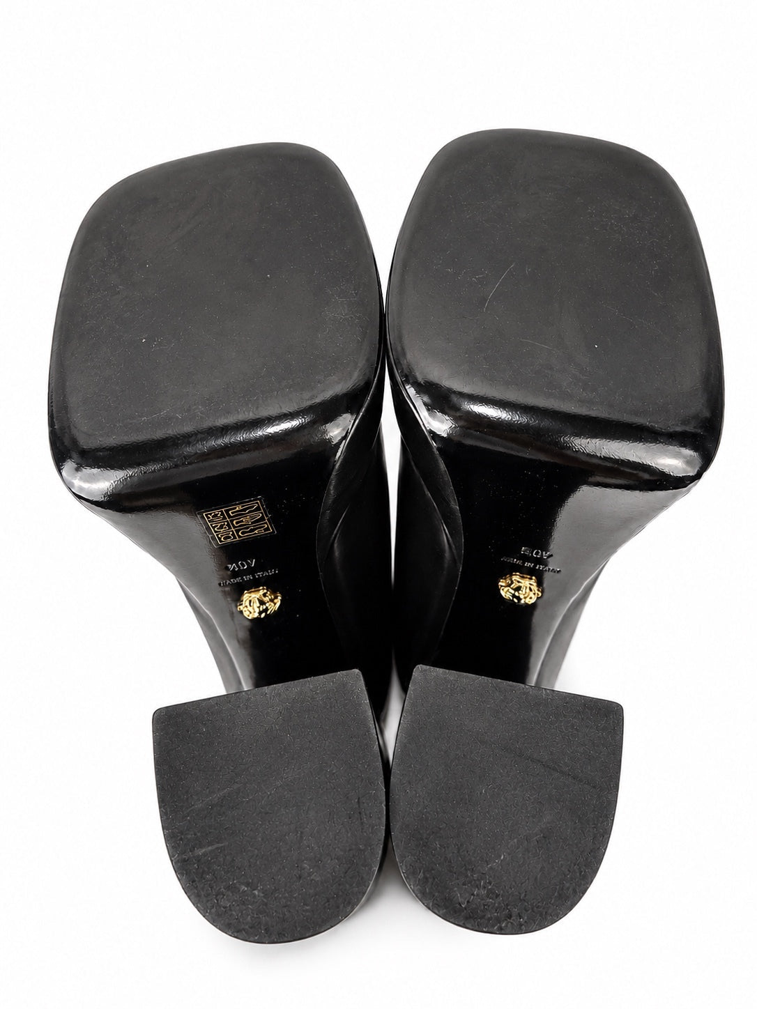 Versace Versace Black Leather Platform Mule Sandals EU 40.5 US 10.5 Made in Italy NWOB - Vestir