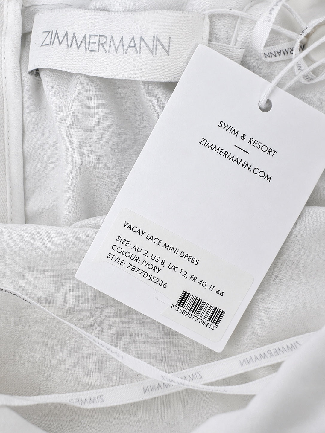 Zimmermann Zimmermann Vacay Lace Mini Dress White Linen Cutout Broderie Anglaise NWT AU 2 - Vestir